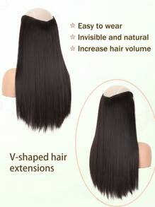 20-32英寸夹式直发接发片，黑色和棕色，适合女性和女孩，马尾辫接发片 - 黑棕色 - 查看 4