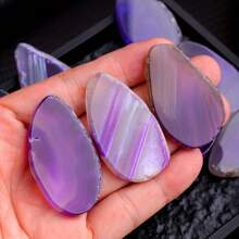 1pc/3pcs/5pcs/7pcs/10pcs Synthetic Crystals Asymmetrical Polished Purple Agate Slices For Home Decoration And Jewelry Making