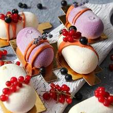 1pc 8-Cavity Elliptical Mousse Cake Silicone Mold, Baking, DIY Cake Gum Paste Mold, Baking Kitchen Tool - White - View 3