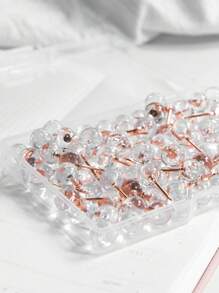 Push Pins For Bulletin Board, Thumb Tacks For Wall, Cork Board, Map, Calendar, Photos, Rose Gold Map Push Pin, Round Head Map Pin, Clear Push Pins, Plastic Head Push Pins, With Storage Box, DIY For Craft Projects, Home Office Organization, Large Size Back To School, Back To School, School Supplies