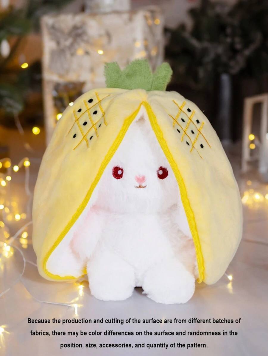 Mới 23cm , lễ Phục sinh Dứa Con thỏ Gối Đồ chơi Plush , Dễ thương lễ Phục sinh Con thỏ Thú nhồi bông In Củ cà rốt Túi đựng , Dây kéo Con thỏ Đối với Nhà Trang trí , Thỏ Búp bê Đồ chơi , lễ Phục sinh Con thỏ Qủa tặng - Màu vàng - Xem 1
