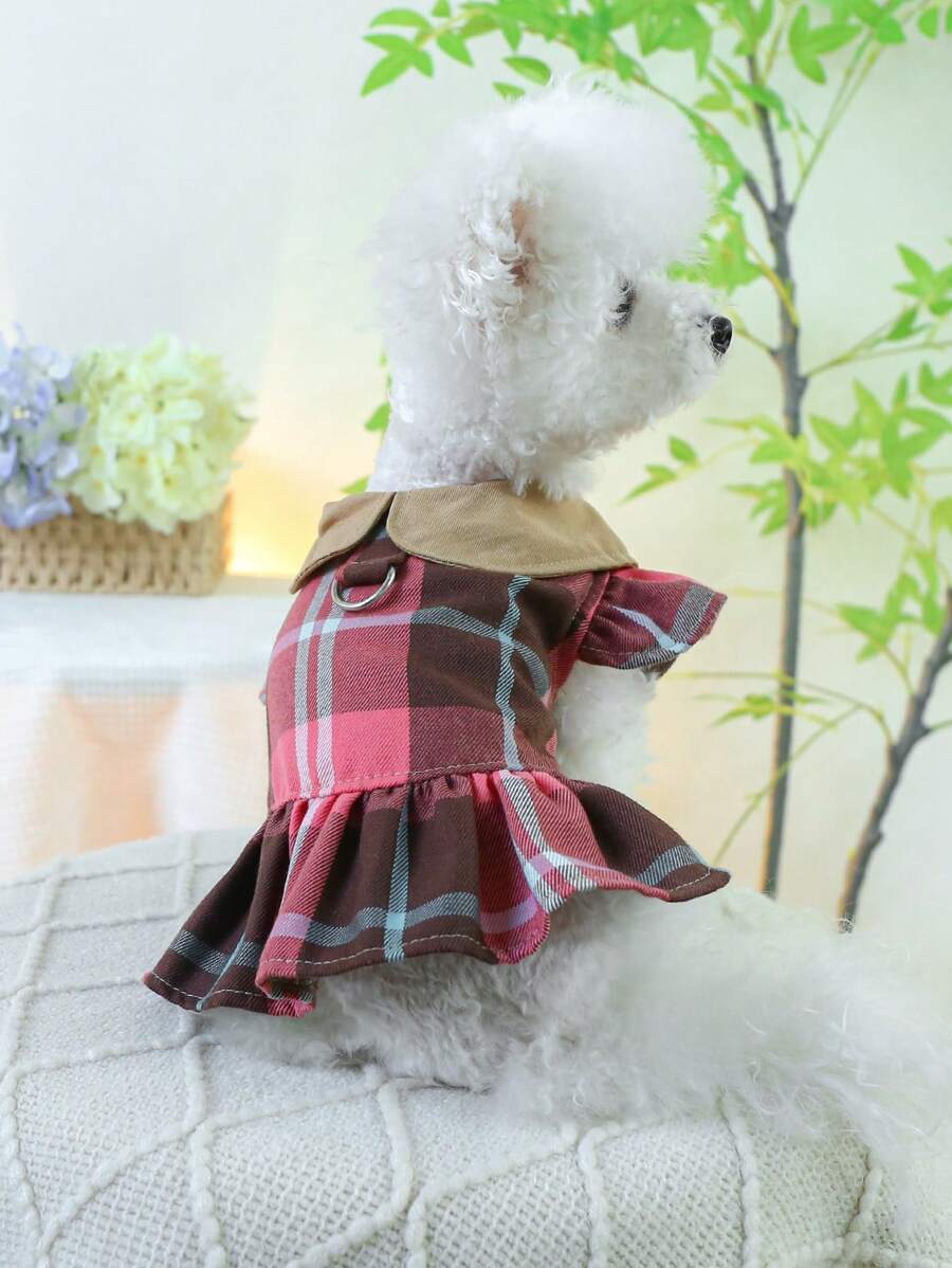 1buc rochie pentru animale de companie pentru câini de talie mică, mijlocie, pisici, fustă drăguță în carouri - Multicolor - Vizualizare 1