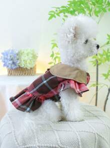 1buc rochie pentru animale de companie pentru câini de talie mică, mijlocie, pisici, fustă drăguță în carouri - Multicolor - Vizualizare 4