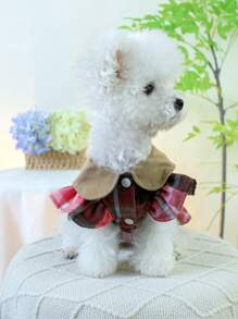 1buc rochie pentru animale de companie pentru câini de talie mică, mijlocie, pisici, fustă drăguță în carouri - Multicolor - Vizualizare 2