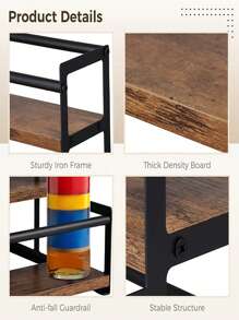 3-Tier Coffee Syrup Rack Organizer, 12 Bottles Coffee Syrup Holder, Kitchen Countertop Condiment Holder, Wine Display Rack, Metal Storage Rack With Wooden Board, Suitable For Coffee Bar, Cafe, Restaurant Kitchen For Sauces, Syrups, Wines. - Black - View 9