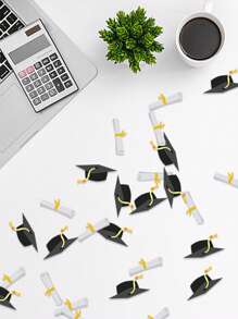 Confeti de graduación de 100 piezas - Negro - Ver 4