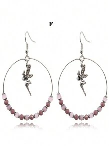 1對波西米亞風格串珠大圈形吊式耳環帶貝殼和木珠創意個性吊式耳環 - 彩色 - 查看 8