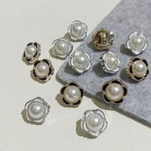 6 件仿珍珠花，带滴油效果和彩色混合，带脚扣，适合 DIY 服装装饰 - 花朵 - 查看 5