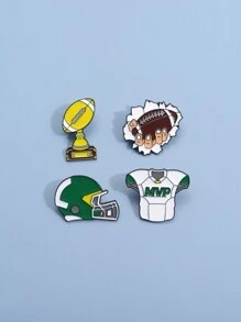 4 Piezas Creativas De La Serie Deportiva De Rugby Protector De Rugby Para El Pecho Con Diseño De Dibujos Animados, Decoración Para Abrigos Para Regalar A Amigos - Multicolor - Ver 5