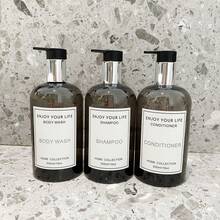 3pcs 500ml Empty Plastic Dispenser Bottles For Shampoo, Conditioner, And Shower Gel - Transparent black - View 3