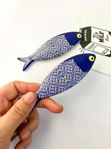 1pc Bohemian Style Multicolored Melamine Fish Shaped Embossed Refrigerator Magnet For Home Decoration And Festival