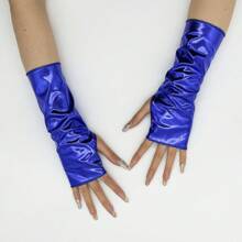 1 Pair Sexy Coated Leather Reflective Tight Bondage Gloves, Suitable For Stage Performance, Party, Couple Play, Etc. - A - View 14