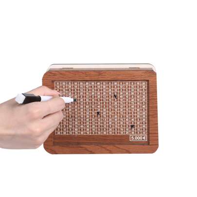 1 pieza Caja de dinero de madera para el plan de ahorro familiar de niños y niñas, banco de ahorros con cifras para decoración DIY borrable, mejor regalo