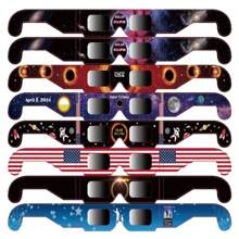 10pcs/5pcs North American Solar Eclipse Viewing Glasses, Neutral Color Printed Paper Frame Glasses, Outdoor Essential For Directly Observing The Sun (Assorted Colors & Patterns Shipped Randomly)