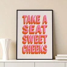 1 pieza de arte con texto "Sweet Cheeks", póster naranja, decoración de pared retro beige para baño, diseño de cita vibrante y divertida, decoración para el hogar, póster de lienzo de pared, arte de pared de lienzo moderno, pósteres para habitación, artículos de decoración para habitación, decoración del hogar, decoración de habitación estética, decoración occidental, decoración para baño, cocina, sala de estar, dormitorio, oficina - Multicolor - Ver 6