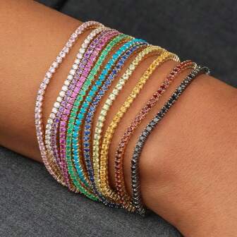 11PCS Fashion Shining Bracelet Stack Exquisite Rhinestone Elasticity Bracelet
