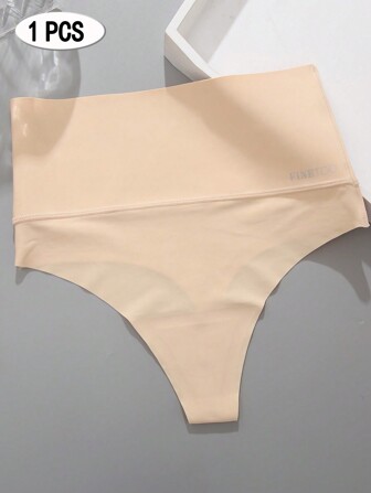 1 件女式高腰抗菌尼龙性感内裤，收腹无缝