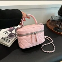 Embroidery Thread Chain Strap Ladies Handbag Crossbody Bag - Baby Pink - View 2