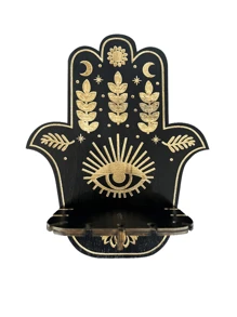 1 件木制动物形状家居装饰壁挂式架子，可爱设计，储物架，家居装饰，房间装饰，墙壁装饰 - 黑金 - 查看 16