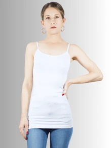2 PIEZAS/ SET DE BLUSA DE MUJER DE TIRANTE STRETCH BASICOS DE USO EXTERIOR O INTERIOR - Blanco - View 2