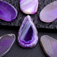1pc/3pcs/5pcs/7pcs/10pcs Synthetic Crystals Asymmetrical Polished Purple Agate Slices For Home Decoration And Jewelry Making