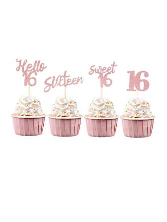 24pcs 16th Birthday Cupcake Toppers Sweet 16 Cake Toppers Hello 16 Sixteen Cupcake Picks For 16th Birthday Cake Decorations Supplies Rose Gold,Christmas