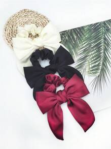 3 piezas Scrunchies de pelo de mujer multicolor con lazo, adecuados para uso diario y crear estilos de cabello dulces, retro y elegantes, accesorios, coleta, ligas de pelo, cuerda de pelo, bolas de pelo, regalos