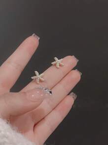 1pair Simple & Versatile Starfish Stud Earrings, Perfect For Women To Wear At Beach, Party Or During Travel - Starfish - View 6