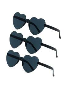 3 件心形眼镜心形派对眼镜可爱趣味彩色狂欢派对眼镜派对礼物透明糖果色无框派对心形眼镜， - 彩色 - 查看 13