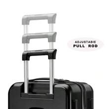 White Large-Capacity Universal Silent Brake Wheel Hardshell Suitcase Strong And Pressure-Resistant PC Front Cover Carry On Luggage 20inch TSA Customs Lock Multifunctional High-End Travel Luggage Case Cute Trolley Case With Cup Holder Bag For School School Accessories School Stuff - White - View 8