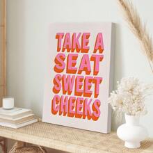 1 pieza de arte con texto "Sweet Cheeks", póster naranja, decoración de pared retro beige para baño, diseño de cita vibrante y divertida, decoración para el hogar, póster de lienzo de pared, arte de pared de lienzo moderno, pósteres para habitación, artículos de decoración para habitación, decoración del hogar, decoración de habitación estética, decoración occidental, decoración para baño, cocina, sala de estar, dormitorio, oficina - Multicolor - Ver 5