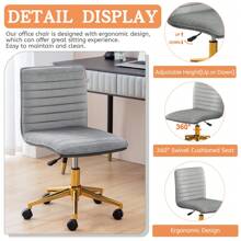 Furnistyle Velvet Upholstered Tufted Home Office Chair, Armless Desk Task Chair With Wheels, 360° Swivel Beauty Vanity Chair For Makeup Room, Ergonomic Computer Rolling Desk Chair With Back, Adjustable Accent Chair With Gold Metal Base Stool Chair, Mid-Back Office Chair For Desk With Soft Seat