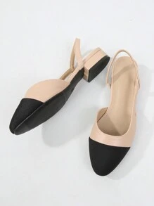Mẫu sandal đế thấp, gót chunky, phối màu, mũi kín, đa năng, kiểu Pháp cổ điển mới năm 2026 dành cho phụ nữ cỡ lớn. - Màu be - Xem 12