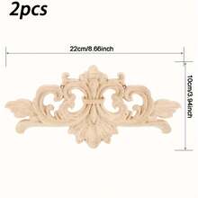 2 Piezas Incrustaciones De Muebles Tallados, Marcos Decorativos De Esquina De Madera Para Gabinetes, Cómodas, Camas Y Paredes - Albaricoque - Ver 3