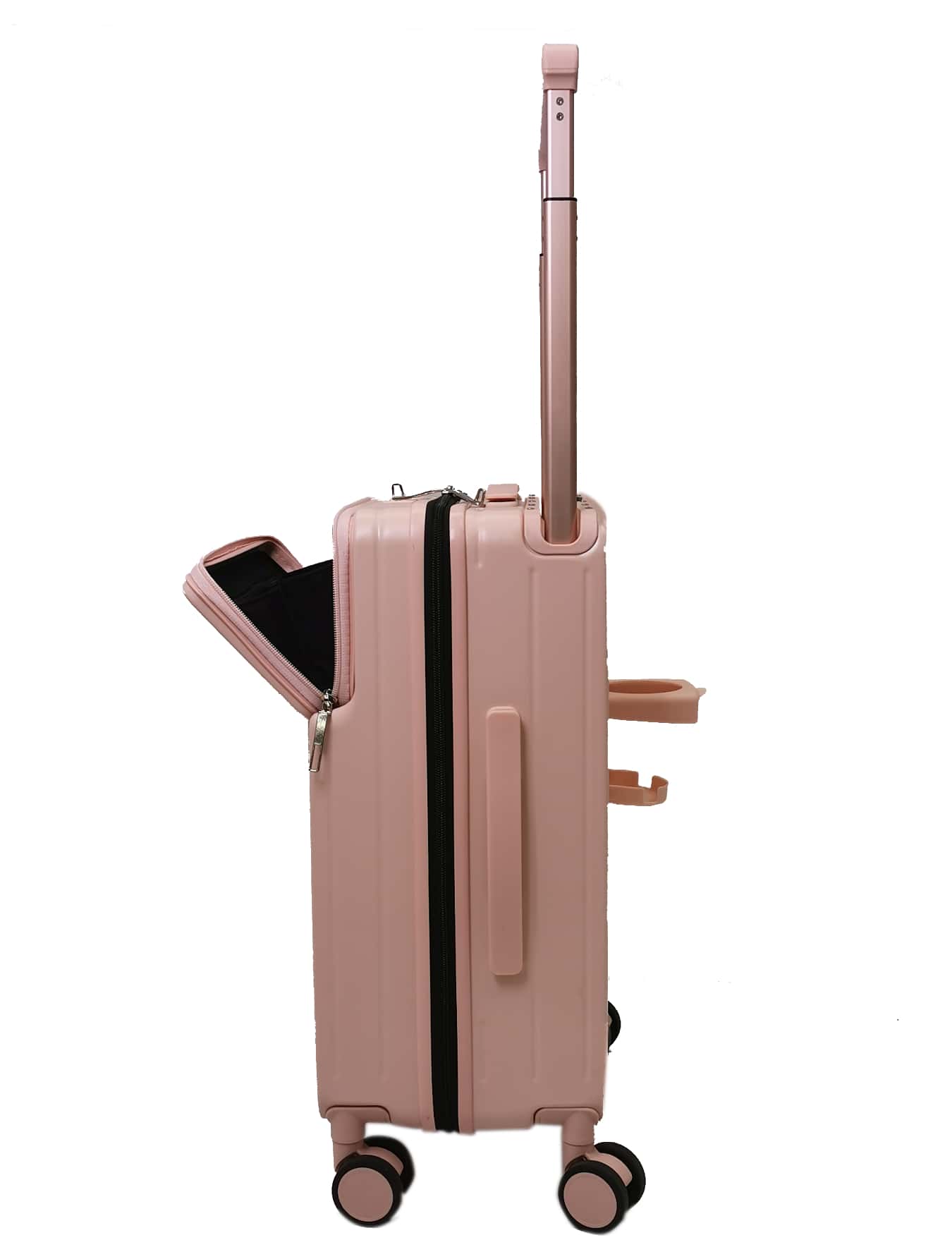 20 Inch Pc Hardside CarryOn Luggage With Usb Port And Cup Holder