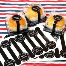 100 Của Màu hồng Dài Dải Love Hình dán , Dạng hình tròn Tự dính Nướng Bánh Hộp DIY Trang trí Hình dán - màu đen - Xem 3