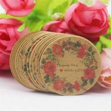 100pcs+100strings 3cm Round Kraft Paper Printed Gift Tags With Strings For Handmade, Wedding, Baking - Kraft Paper Round 3cm Label - View 6