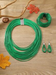 1套2個耳環、1條手鍊、1條項鍊，流行復古多層蠟線編織女士珠寶套裝，短款鎖骨鏈，完美搭配節日和海灘旅遊配件 - 蝴蝶型 - 查看 10