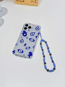 Handyanhänger mit blauem Teufelsauge, stoßfeste Handyhülle mit Trageriemen, kompatibel mit Apple iPhone 14 Pro Max, 13, 12/12 Pro, 11, XS, kompatibel mit 15er Serie, modische Handyschutzabdeckung