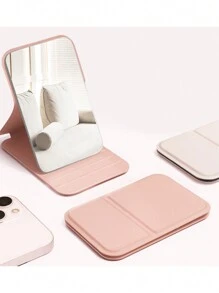 1Pc Foldable Makeup Mirror, Portable Handheld Mini Mirror For Personal Grooming, Dormitory Tabletop And Office Use, Adjustable And Portable Folding Mirror Home Bathroom Decor Summer Makeup Organizer Bathroom Accessories
