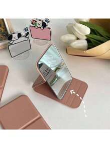1Pc Foldable Makeup Mirror, Portable Handheld Mini Mirror For Personal Grooming, Dormitory Tabletop And Office Use, Adjustable And Portable Folding Mirror Home Bathroom Decor Summer Makeup Organizer Bathroom Accessories