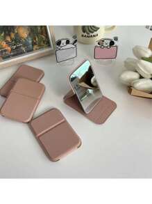 1Pc Foldable Makeup Mirror, Portable Handheld Mini Mirror For Personal Grooming, Dormitory Tabletop And Office Use, Adjustable And Portable Folding Mirror Home Bathroom Decor Summer Makeup Organizer Bathroom Accessories