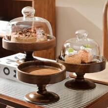 High-End Solid Wood Tall Cake & Bread Display Tray For Tea Breaks, Afternoon Tea, Snacks, Fruits Christmas Gift - Brown - View 1