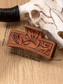 1 Pc PU Leather Sunflower Paisley Pattern Hair Claw Hair Clip Barrette Cowgirl Style Hair Accessories Hair Clips Hair Jaw Clip Hair Clamps Hair Clutch Hair Catcher Clip, Claw Clip Fall Winter For Vacation Outfits Woman - Multicolor - View 8