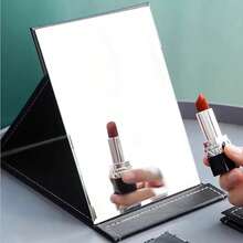 1pc Foldable Portable HD Tabletop Princess Mirror For Makeup Dressing Room, Student Dormitory, Small Size - Black - View 8