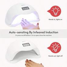 1pc LED Nail Lamp, Nail Dryer Gel Curing LED UV Light, With 4 Timers Automatic Sensor LCD Display Professional Nail Art Tool, Accessories For Fingernail Toenail Salon