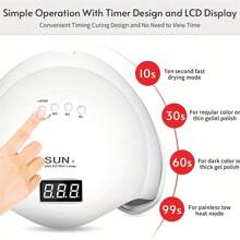 1pc LED Nail Lamp, Nail Dryer Gel Curing LED UV Light, With 4 Timers Automatic Sensor LCD Display Professional Nail Art Tool, Accessories For Fingernail Toenail Salon