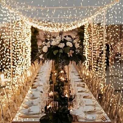 1pc10 窗帘 3*3m 300 灯 LED 窗帘灯 USB 遥控灯串 单身派对装饰灯，开学情人节