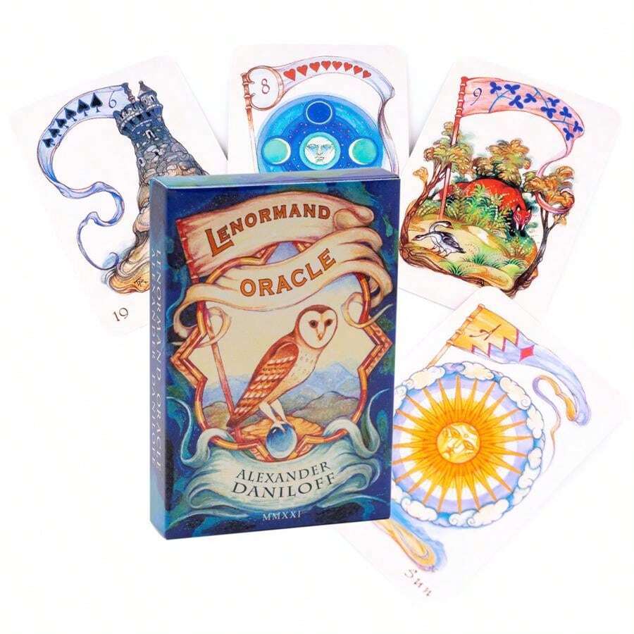 Lenormand 神谕卡，带含义卡，便携尺寸算命游戏、棋盘游戏、纸牌游戏、算命卡、互动游戏、派对游戏、节日游戏创意小礼物、家庭聚会游戏卡、趣味棋盘游戏、派对游戏、游戏礼物、家庭聚会娱乐纸牌游戏、朋友聚会纸牌棋盘游戏、节日旅行娱乐游戏、情侣纸牌棋盘游戏 - Lenormand Oracle - 查看 1