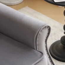 Recliner Padded Armchair For Living Room, Push-Back Reclining Chair, Velvet Grey - Grey - View 7